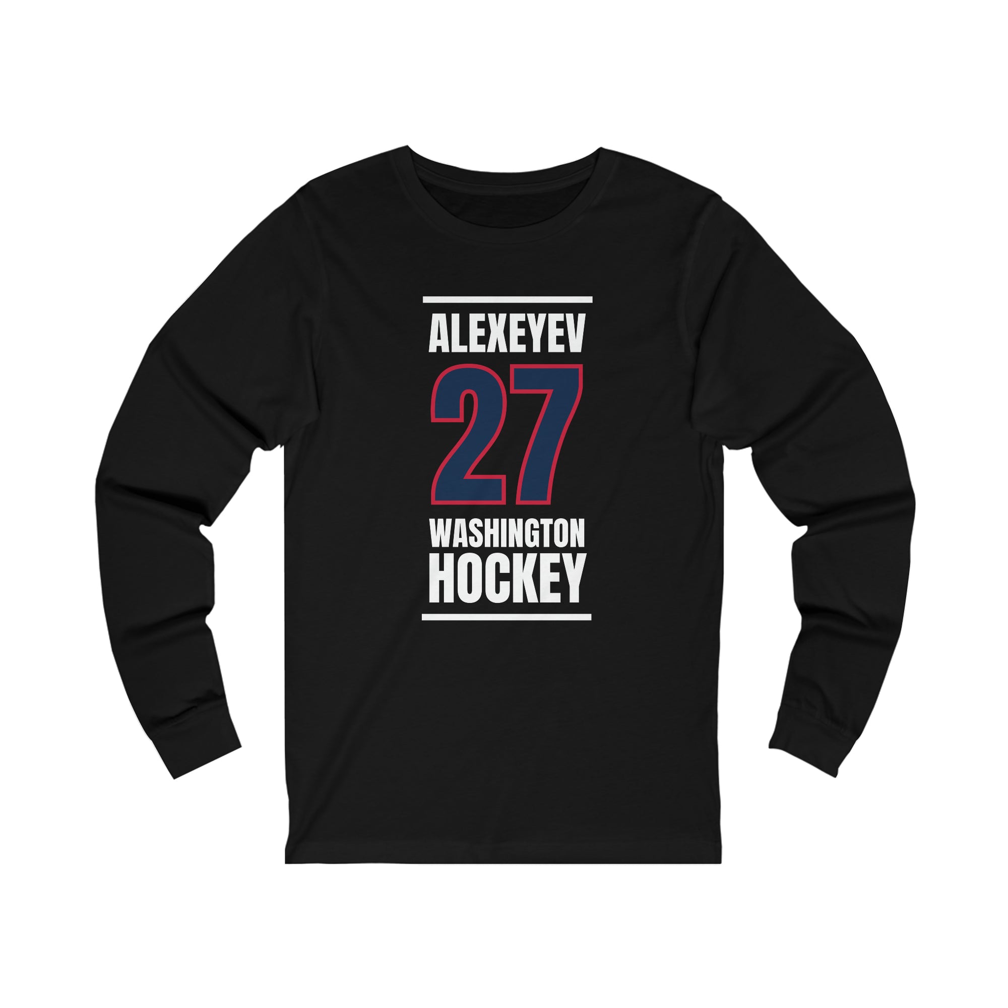 Alexeyev 27 Washington Hockey Navy Vertical Design Unisex Jersey Long Sleeve Shirt