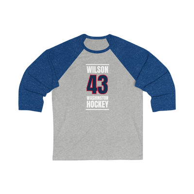 Wilson 43 Washington Hockey Navy Vertical Design Unisex Tri-Blend 3/4 Sleeve Raglan Baseball Shirt