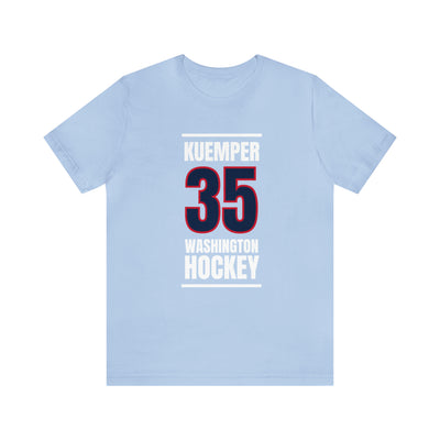 Kuemper 35 Washington Hockey Navy Vertical Design Unisex T-Shirt