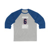 Edmundson 6 Washington Hockey Navy Vertical Design Unisex Tri-Blend 3/4 Sleeve Raglan Baseball Shirt