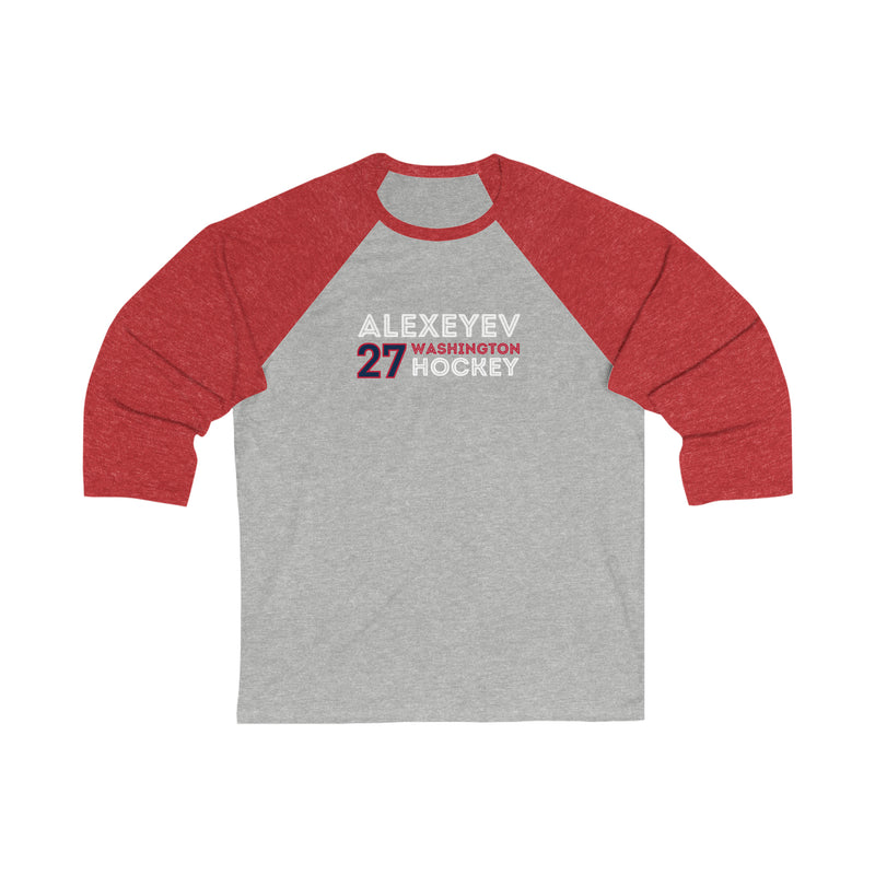 Alexeyev 27 Washington Hockey Grafitti Wall Design Unisex Tri-Blend 3/4 Sleeve Raglan Baseball Shirt