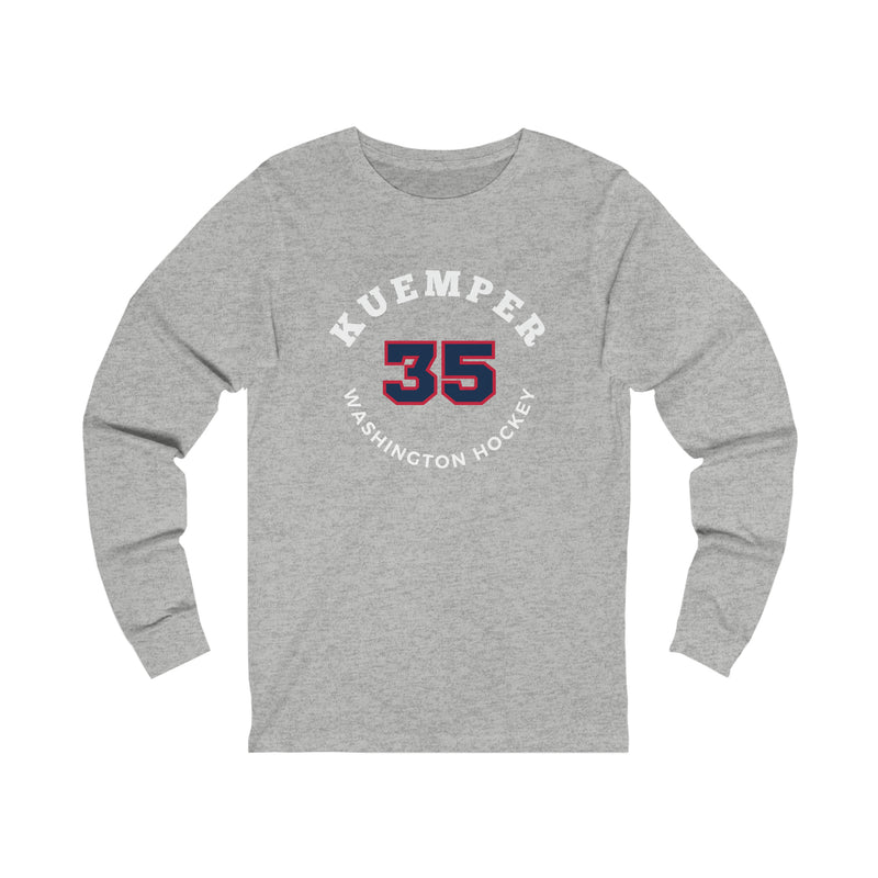 Kuemper 35 Washington Hockey Number Arch Design Unisex Jersey Long Sleeve Shirt
