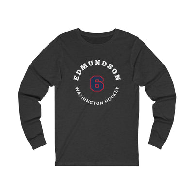 Edmundson 6 Washington Hockey Number Arch Design Unisex Jersey Long Sleeve Shirt