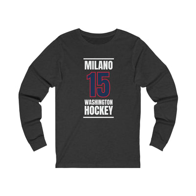 Milano 15 Washington Hockey Navy Vertical Design Unisex Jersey Long Sleeve Shirt