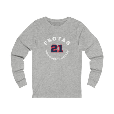 Protas 21 Washington Hockey Number Arch Design Unisex Jersey Long Sleeve Shirt