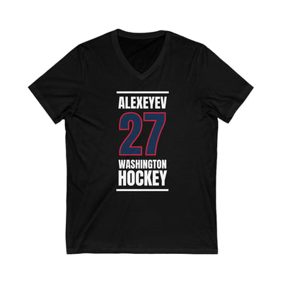 Alexeyev 27 Washington Hockey Navy Vertical Design Unisex V-Neck Tee
