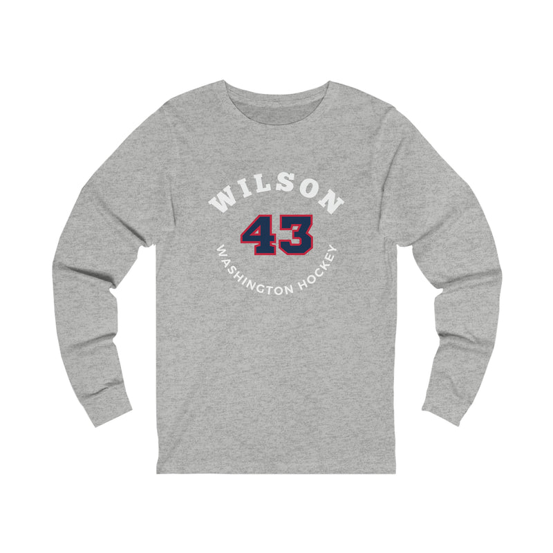 Wilson 43 Washington Hockey Number Arch Design Unisex Jersey Long Sleeve Shirt