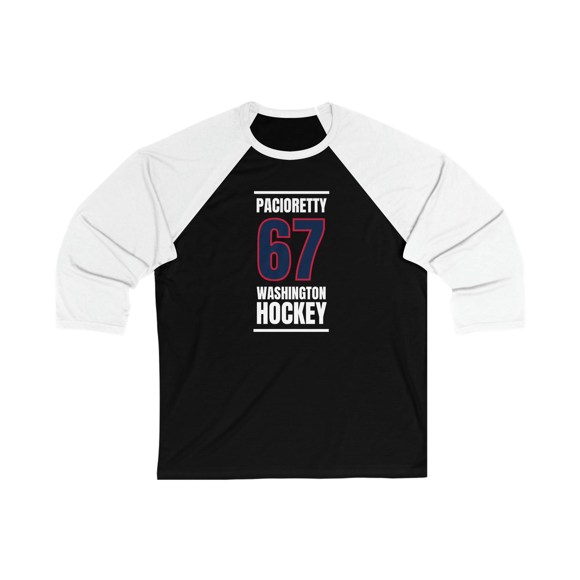 Pacioretty 67 Washington Hockey Navy Vertical Design Unisex Tri-Blend 3/4 Sleeve Raglan Baseball Shirt