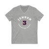 Jensen 3 Washington Hockey Number Arch Design Unisex V-Neck Tee