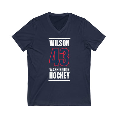 Wilson 43 Washington Hockey Navy Vertical Design Unisex V-Neck Tee