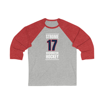 Strome 17 Washington Hockey Navy Vertical Design Unisex Tri-Blend 3/4 Sleeve Raglan Baseball Shirt