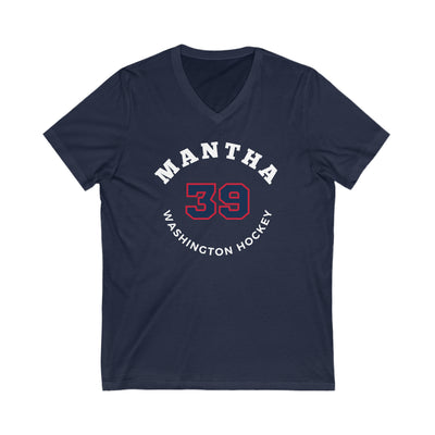 Mantha 39 Washington Hockey Number Arch Design Unisex V-Neck Tee