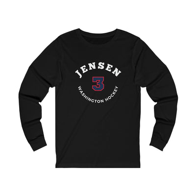 Jensen 3 Washington Hockey Number Arch Design Unisex Jersey Long Sleeve Shirt