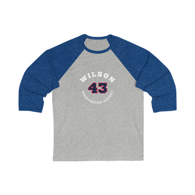 Wilson 43 Washington Hockey Number Arch Design Unisex Tri-Blend 3/4 Sleeve Raglan Baseball Shirt