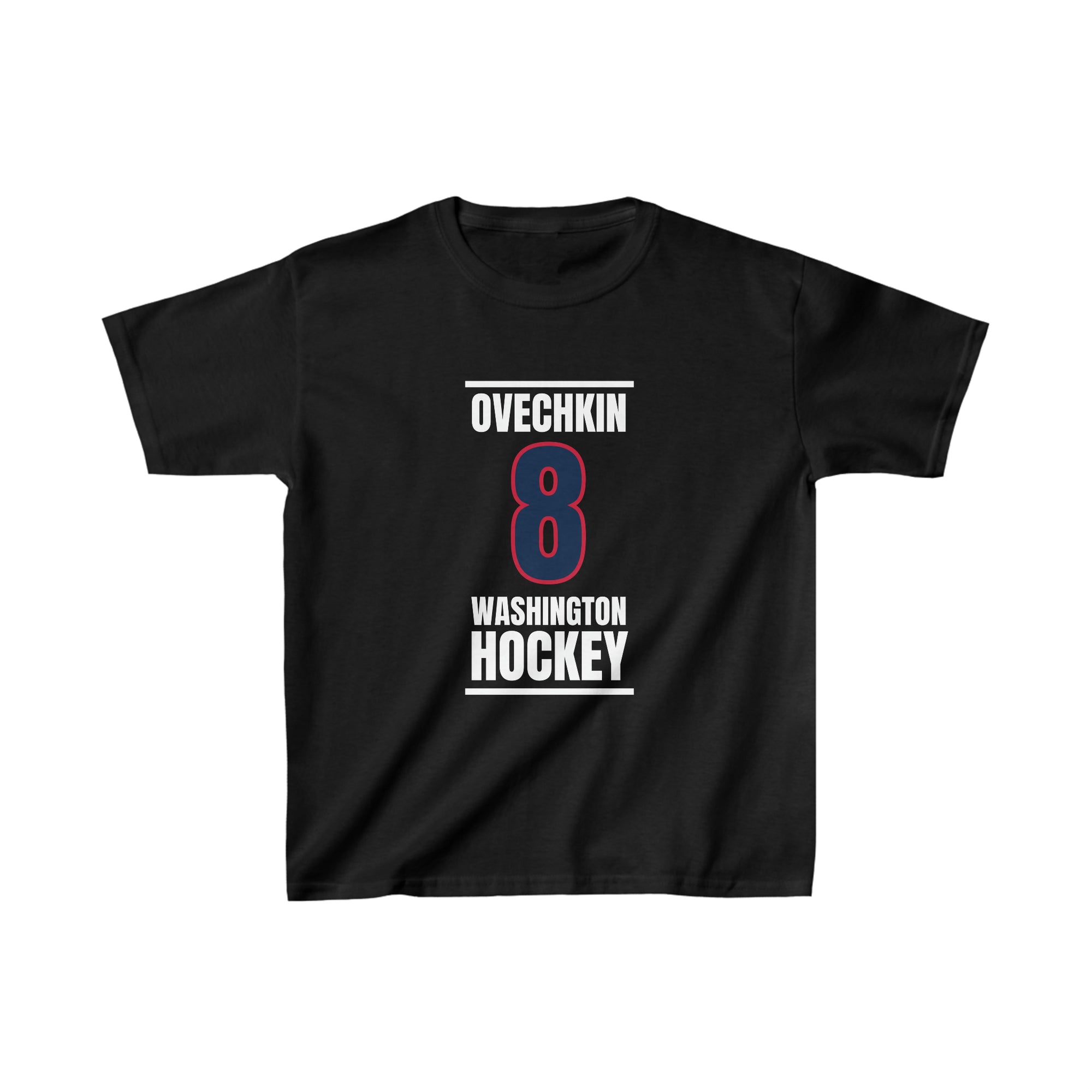 Ovechkin 8 Washington Hockey Navy Vertical Design Kids Tee