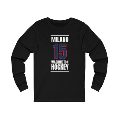 Milano 15 Washington Hockey Navy Vertical Design Unisex Jersey Long Sleeve Shirt