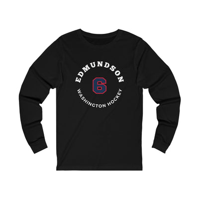 Edmundson 6 Washington Hockey Number Arch Design Unisex Jersey Long Sleeve Shirt