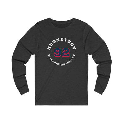 Kuznetsov 92 Washington Hockey Number Arch Design Unisex Jersey Long Sleeve Shirt