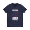 Fehervary 42 Washington Hockey Navy Vertical Design Unisex V-Neck Tee