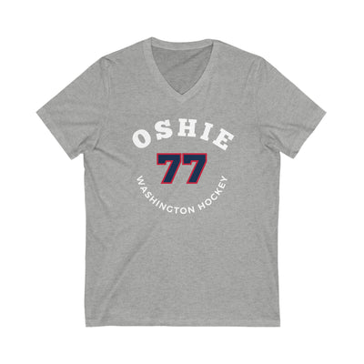 Oshie 77 Washington Hockey Number Arch Design Unisex V-Neck Tee