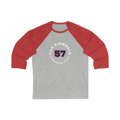 van Riemsdyk 57 Washington Hockey Number Arch Design Unisex Tri-Blend 3/4 Sleeve Raglan Baseball Shirt