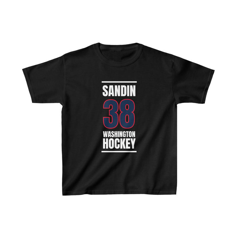 Sandin 38 Washington Hockey Navy Vertical Design Kids Tee