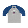 Jensen 3 Washington Hockey Number Arch Design Unisex Tri-Blend 3/4 Sleeve Raglan Baseball Shirt