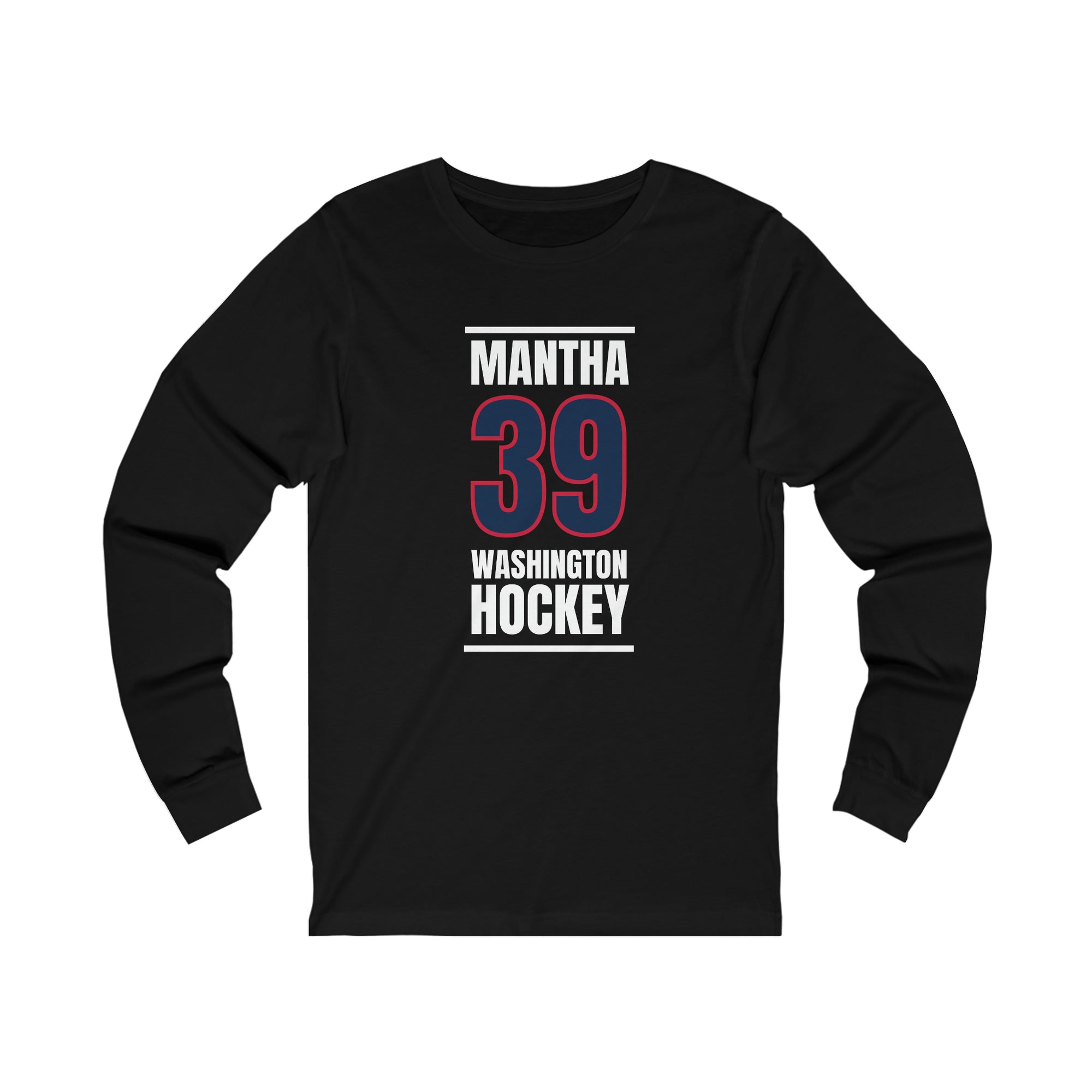 Mantha 39 Washington Hockey Navy Vertical Design Unisex Jersey Long Sleeve Shirt
