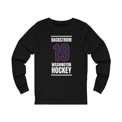 Backstrom 19 Washington Hockey Navy Vertical Design Unisex Jersey Long Sleeve Shirt