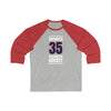 Kuemper 35  Washington Hockey Navy Vertical Design Unisex Tri-Blend 3/4 Sleeve Raglan Baseball Shirt