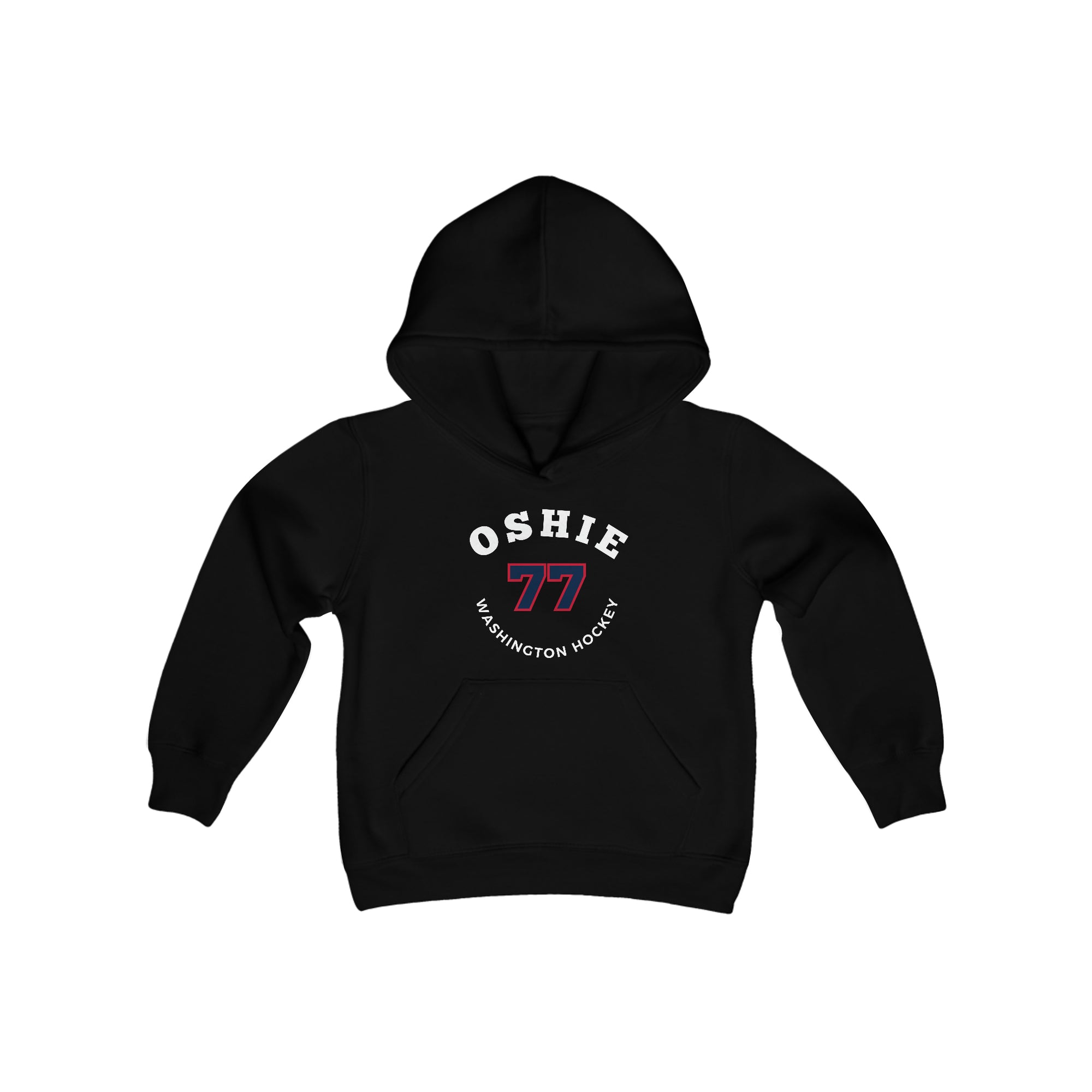 Oshie 77 Washington Hockey Number Arch Design Youth Hooded Sweatshirt