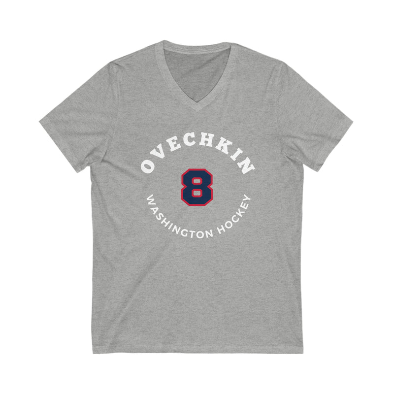 Ovechkin 8 Washington Hockey Number Arch Design Unisex V-Neck Tee