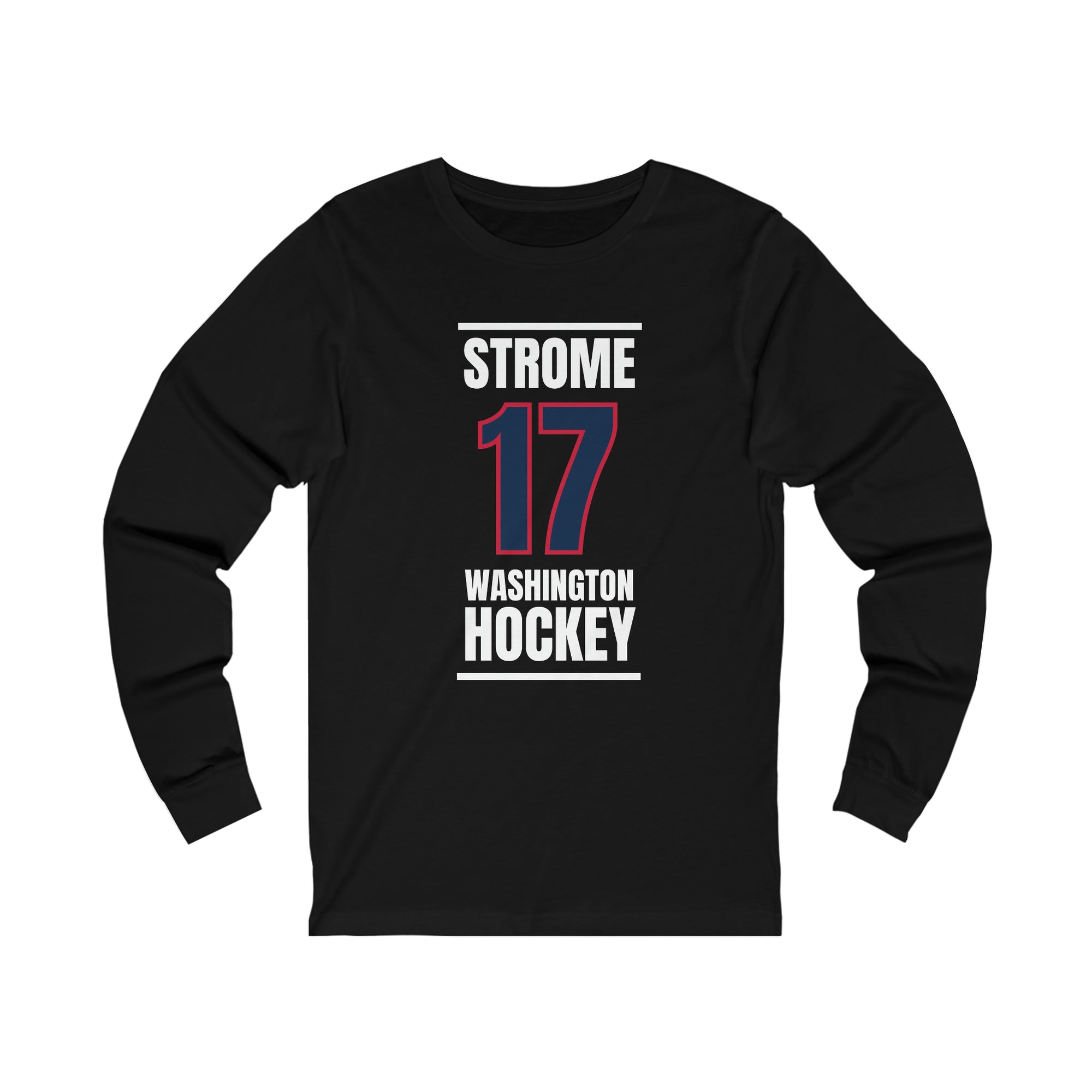 Strome 17 Washington Hockey Navy Vertical Design Unisex Jersey Long Sleeve Shirt