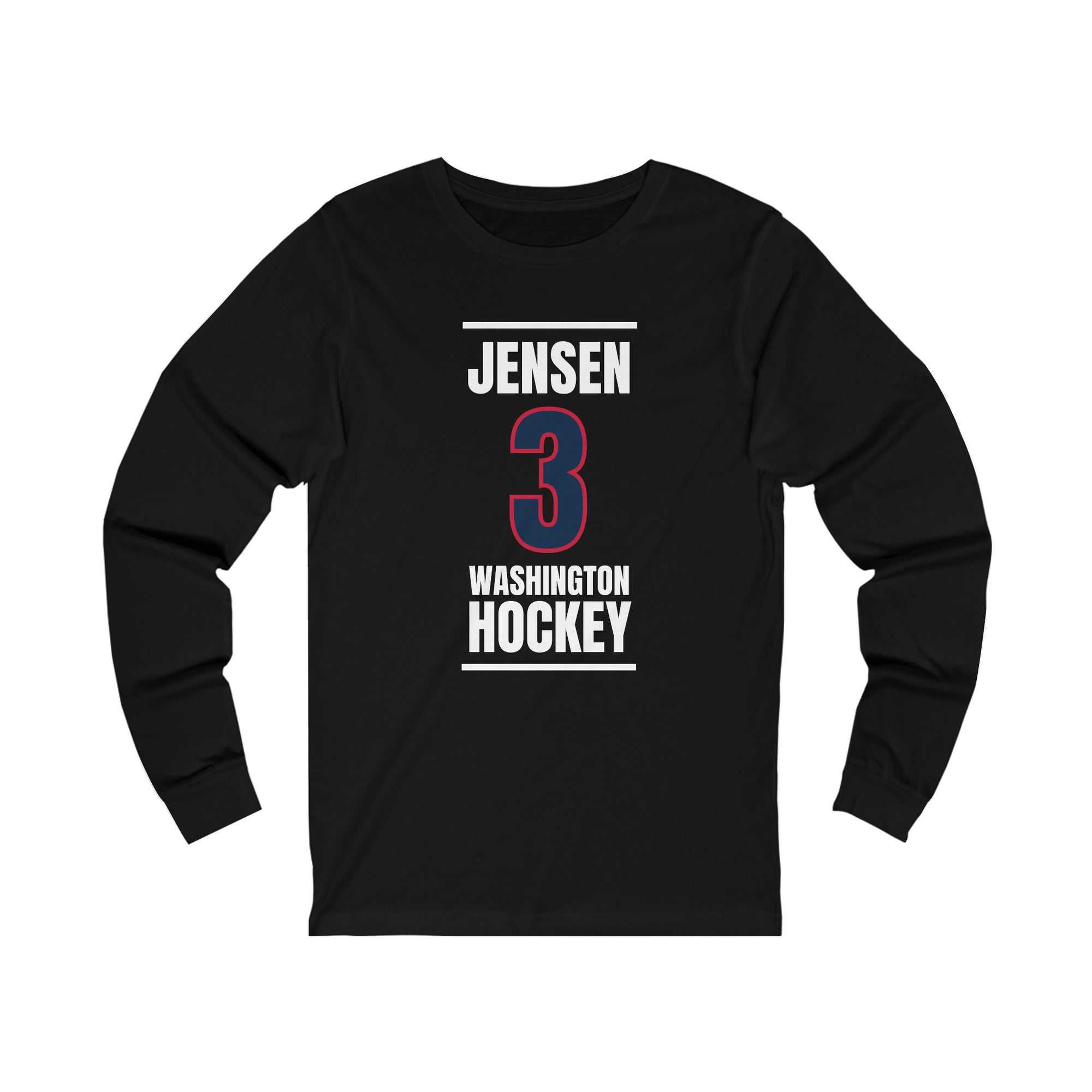 Jensen 3 Washington Hockey Navy Vertical Design Unisex Jersey Long Sleeve Shirt