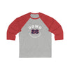 Dowd 26 Washington Hockey Number Arch Design Unisex Tri-Blend 3/4 Sleeve Raglan Baseball Shirt