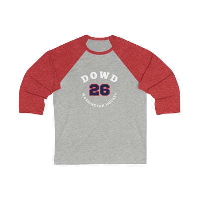 Dowd 26 Washington Hockey Number Arch Design Unisex Tri-Blend 3/4 Sleeve Raglan Baseball Shirt