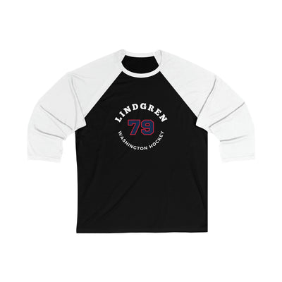 Lindgren 79 Washington Hockey Number Arch Design Unisex Tri-Blend 3/4 Sleeve Raglan Baseball Shirt