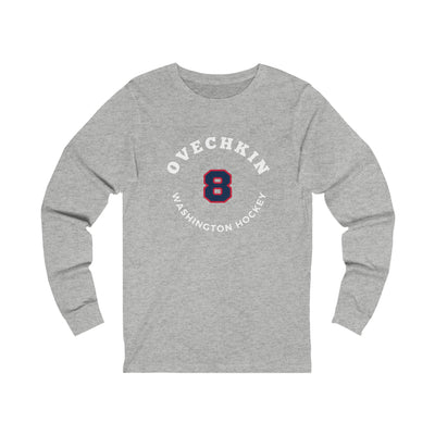 Ovechkin 8 Washington Hockey Number Arch Design Unisex Jersey Long Sleeve Shirt