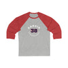 Sandin 38 Washington Hockey Number Arch Design Unisex Tri-Blend 3/4 Sleeve Raglan Baseball Shirt