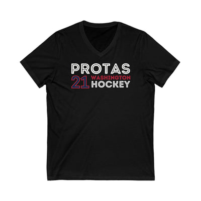 Protas 21 Washington Hockey Grafitti Wall Design Unisex V-Neck Tee