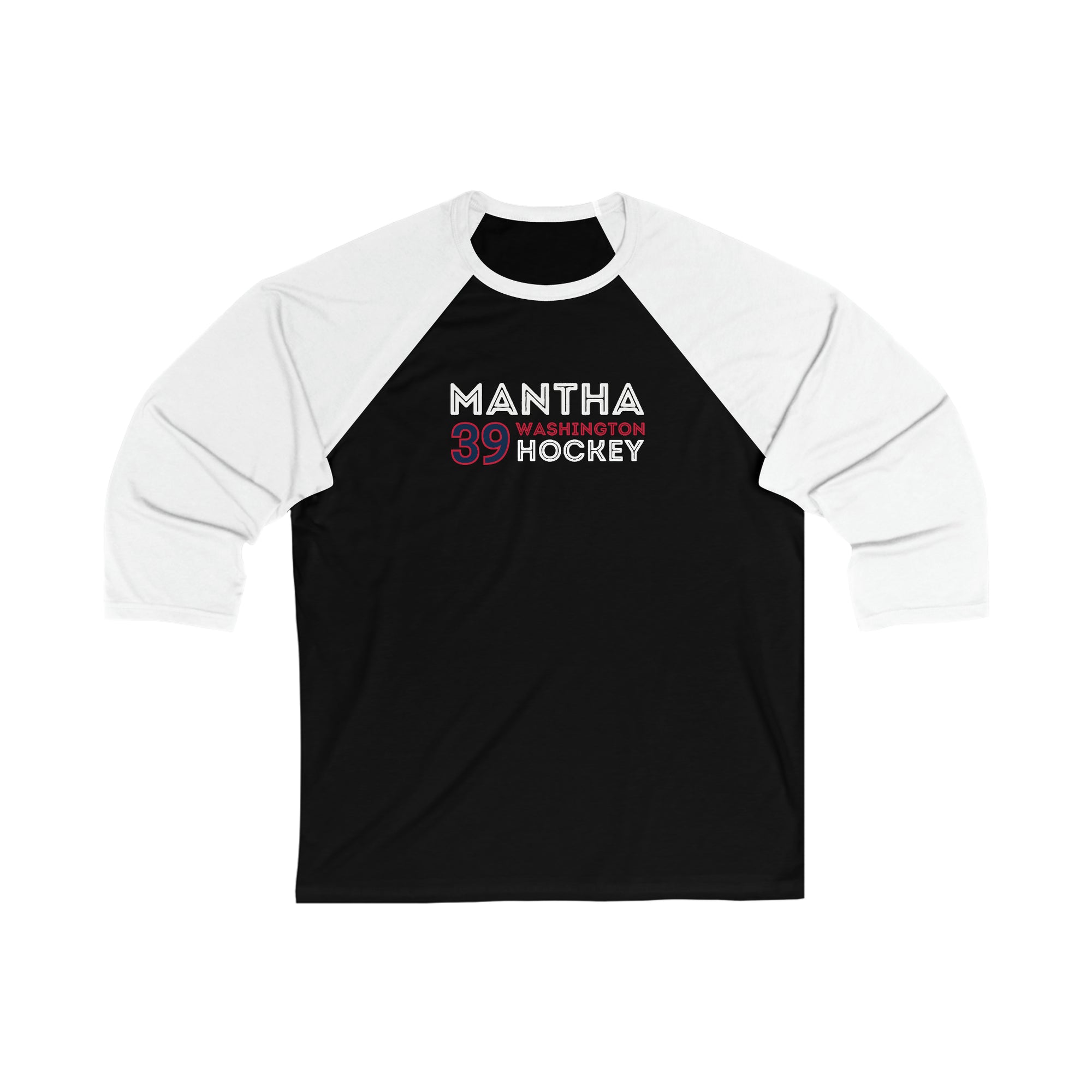 Mantha 39 Washington Hockey Grafitti Wall Design Unisex Tri-Blend 3/4 Sleeve Raglan Baseball Shirt