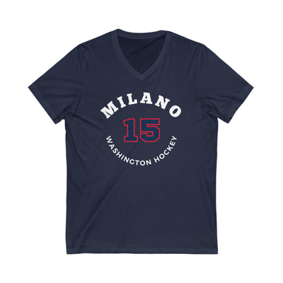 Milano 15 Washington Hockey Number Arch Design Unisex V-Neck Tee