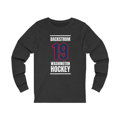 Backstrom 19 Washington Hockey Navy Vertical Design Unisex Jersey Long Sleeve Shirt