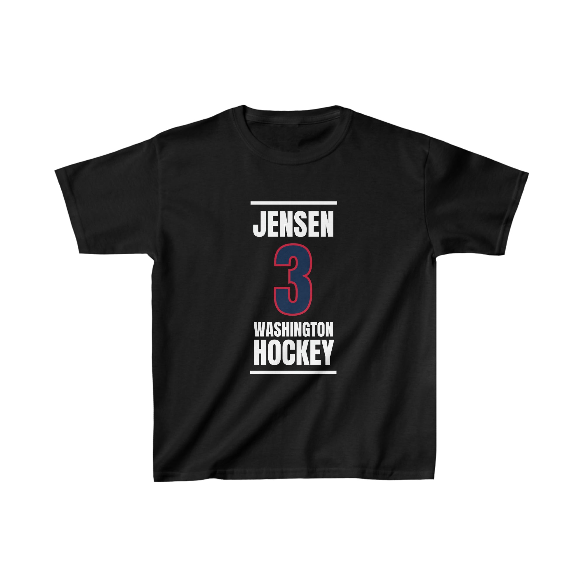 Jensen 3 Washington Hockey Navy Vertical Design Kids Tee