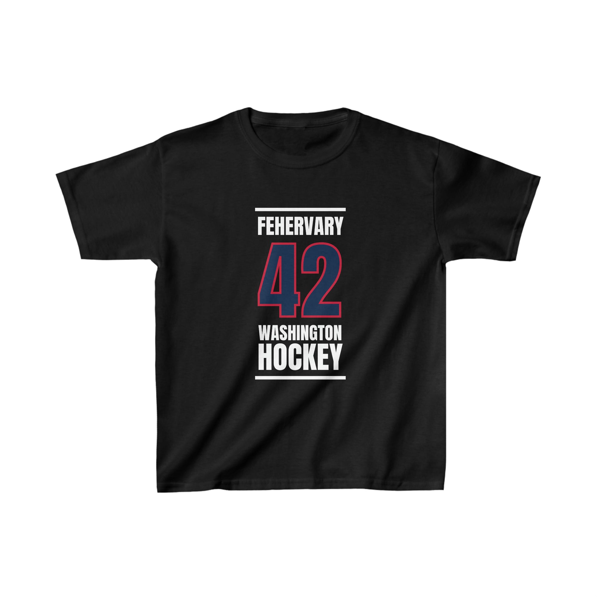 Fehervary 42 Washington Hockey Navy Vertical Design Kids Tee