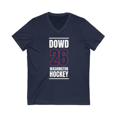 Dowd 26 Washington Hockey Navy Vertical Design Unisex V-Neck Tee