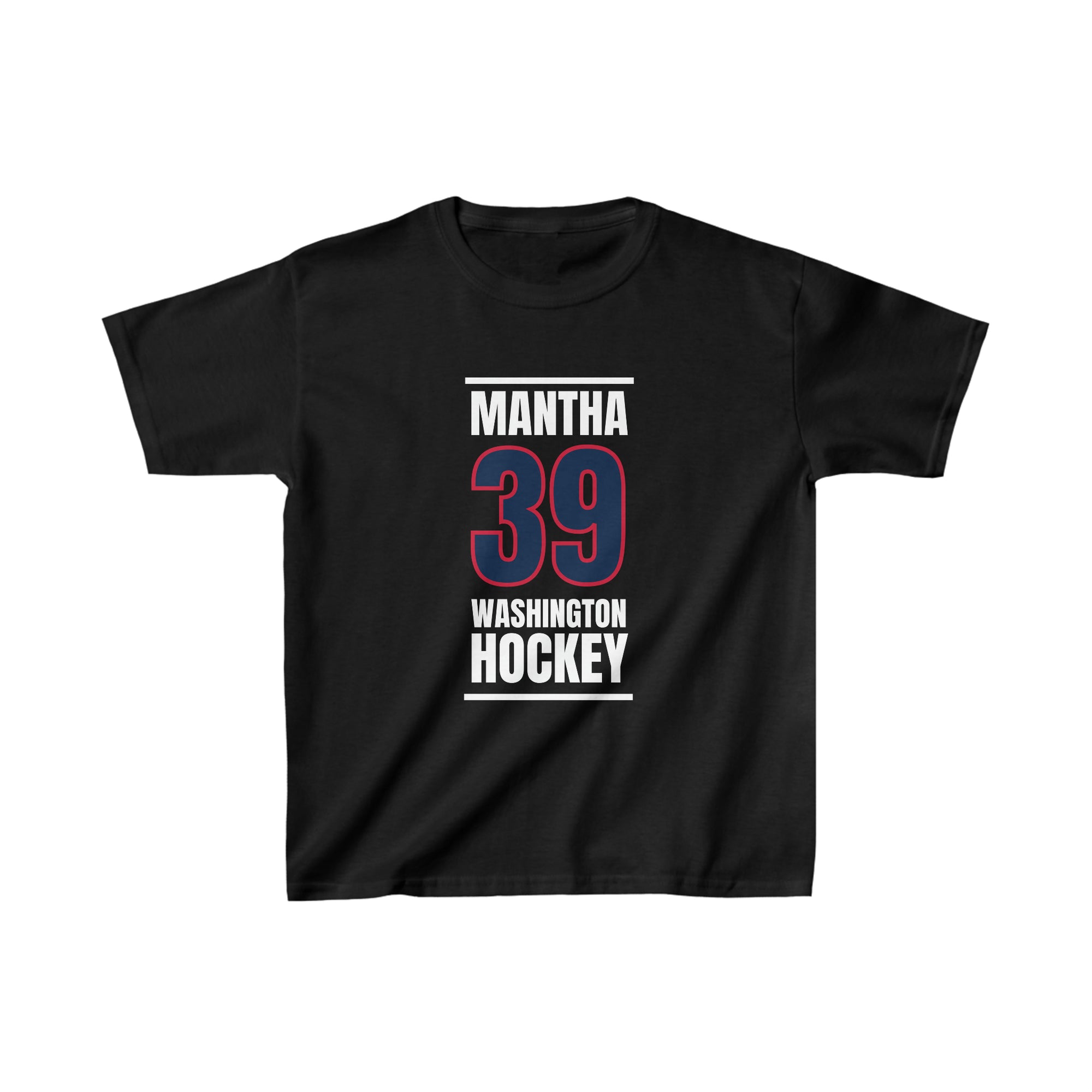 Mantha 39 Washington Hockey Navy Vertical Design Kids Tee