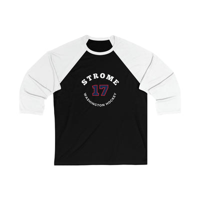 Strome 17 Washington Hockey Number Arch Design Unisex Tri-Blend 3/4 Sleeve Raglan Baseball Shirt
