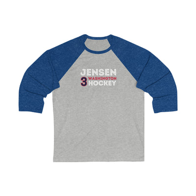 Jensen 3 Washington Hockey Grafitti Wall Design Unisex Tri-Blend 3/4 Sleeve Raglan Baseball Shirt