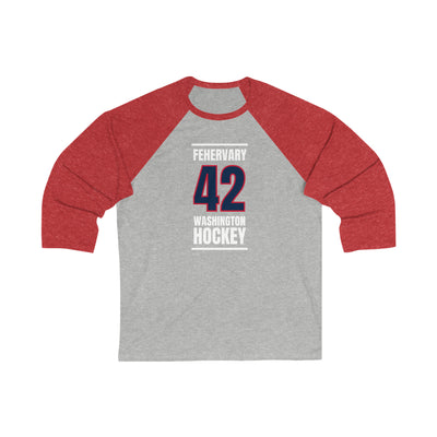 Fehervary 42 Washington Hockey Navy Vertical Design Unisex Tri-Blend 3/4 Sleeve Raglan Baseball Shirt